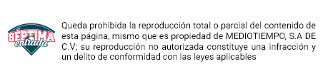 Queda prohibida la reproducción total o parcial del contenido de esta página, mismo que es propiedad de MEDIO TIEMPO S.A. DE C.V.; su reproducción no autorizada constituye una infracción y un delito de conformidad con las leyes aplicables.
